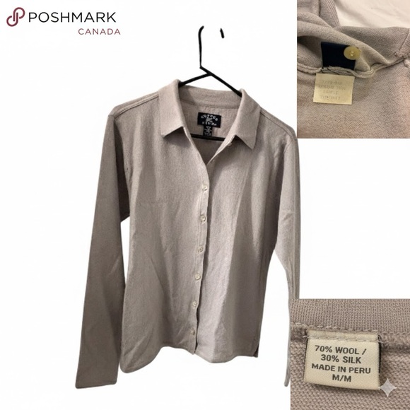 Cutter Buck Y2K Sample Wool Silk Knit Sweater Top Light Neutral Minimalist Boho - Picture 11 of 12